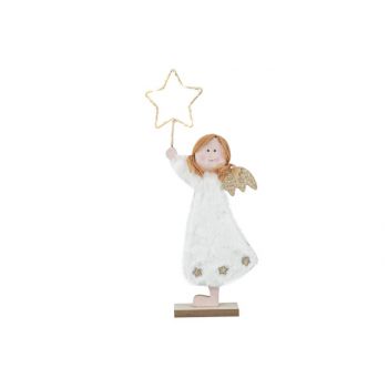 Cosy @ Home Engel Led Star Wit 13x4xh30cm Hout