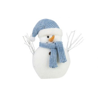 Cosy @ Home Sneeuwman Blue Cap And Scarf Wit 30x9,5x