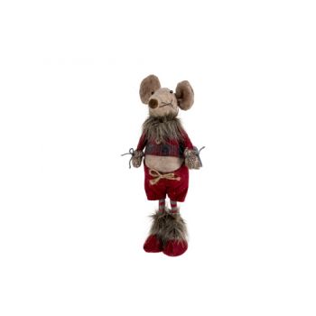 Cosy @ Home Kerstfiguur Mouse Boy Bordeaux 14x12xh32