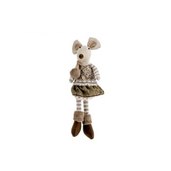 Cosy @ Home Figuur Mouse Girl Bruin 14x11x40cm Texti