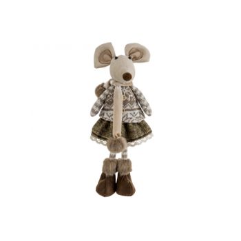 Cosy @ Home Figuur Mouse Girl Bruin 14x9xh32cm Texti