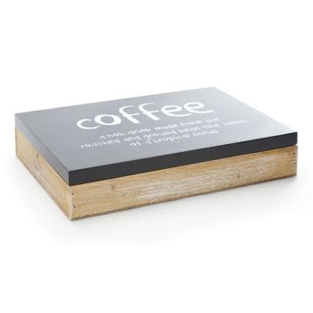 Koffiedoos 717660 zwart-naturel hout 26,5x18xh5cm