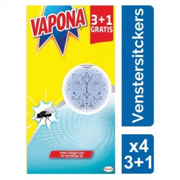 Vapona Venstersticker Tegen  Vliegen Blauw Set 4 (3+1 Gratis)   2183107